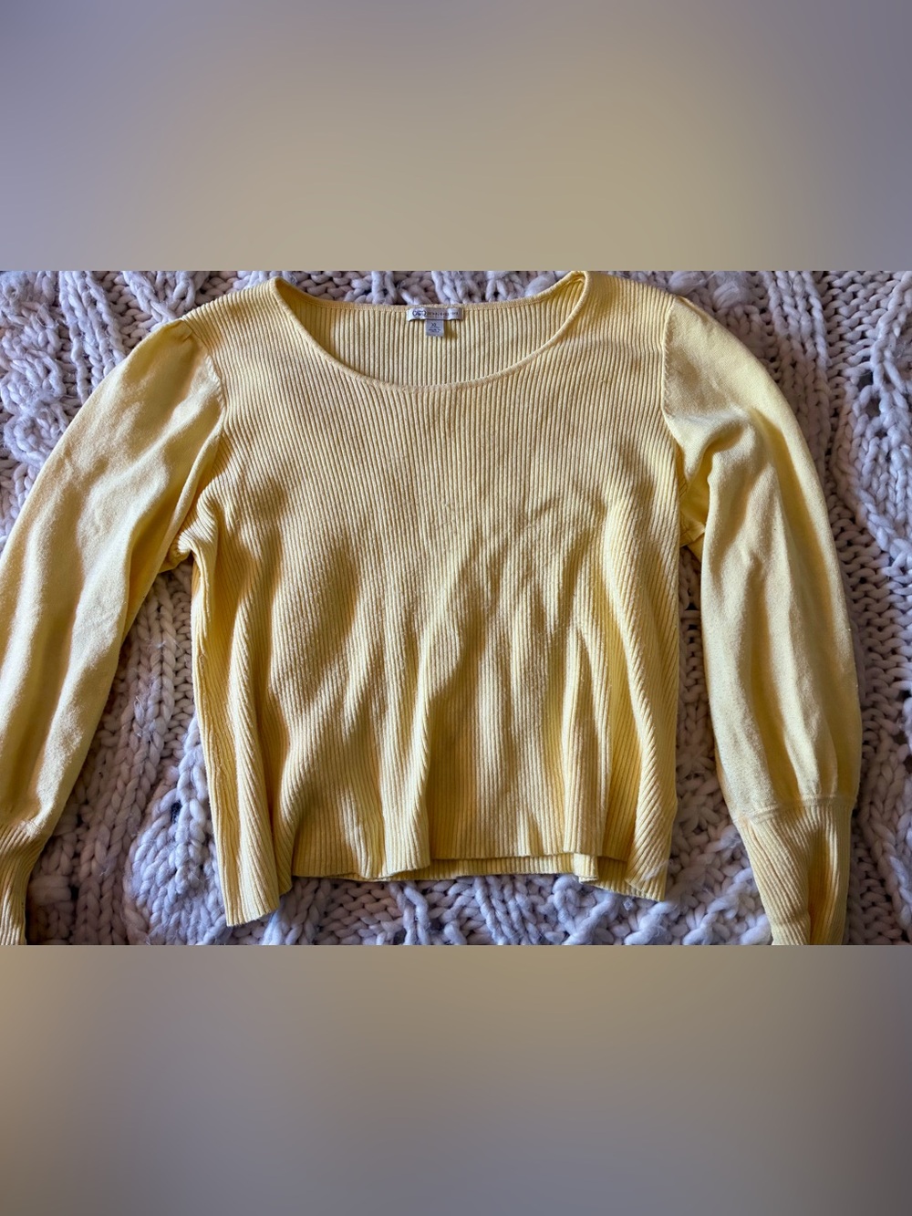 CATO Yellow Ribbed Scoop Neck Sweater